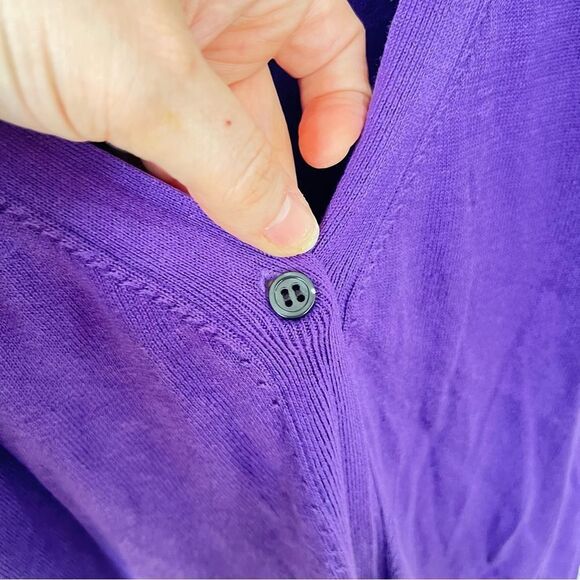Elie Tahari Purple Silk Cashmere Blend Long Cardigan Sweater - Picture 5 of 7